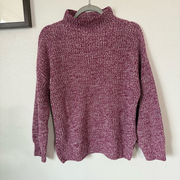 CUPCAKES AND CASHMERE shaker stitch funnel neck pink knit sweater Medium - Picture 4 of 6